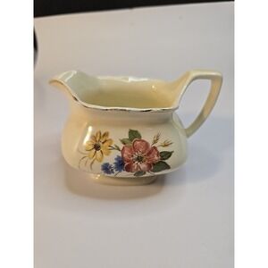 W. S. George Lido Canarytone Mid-Century Modern‎ Floral Creamer 147A Made in USA